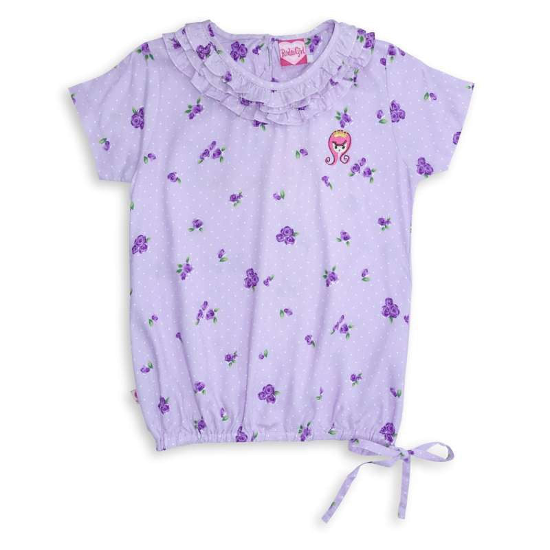 Kemeja Anak Perempuan / Rodeo Junior Girl / Purple / Full Print Cotton