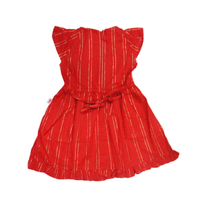 Dress Anak Perempuan Red / Merah Daisy Golden Leaves Embroidery