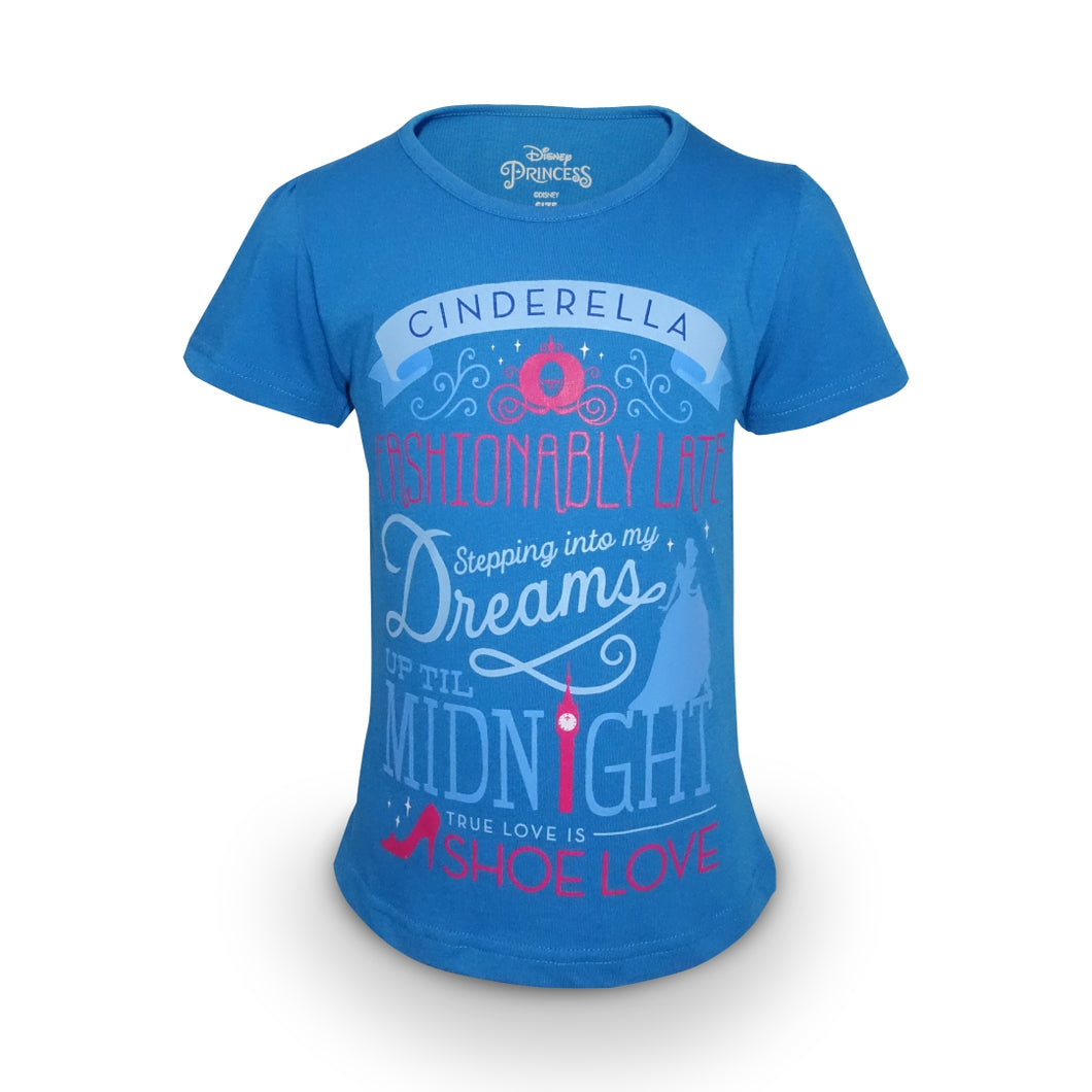 Tshirt / Kaos Anak Perempuan / Disney Princess Dreams Cinderella Blue