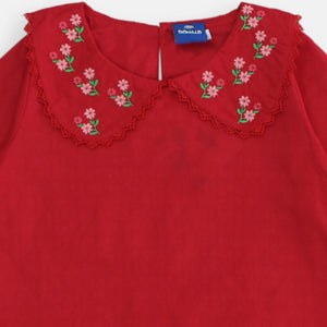 Longsleeves dress/ Dress selutut merah/ Daisy Spring Sparkle