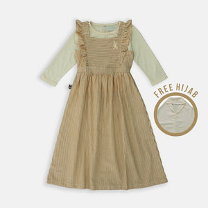 Maxi Overall/ Dress panjang garis Anak Coklat/ Daisy Gorgeous