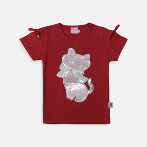 Tshirt/ Kaos Anak Perempuan Merah/ Rodeo Junior Kitty
