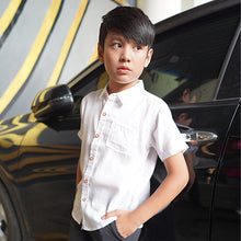 Muat gambar ke penampil Galeri, Short Shirt/ Kemeja Anak Laki White/ Kidou By Rodeo Junior Patch Label