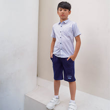 Muat gambar ke penampil Galeri, Short Shirt/ Kemeja Anak Laki Blue/ Kidou By Rodeo Junior Patch Label