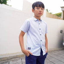 Muat gambar ke penampil Galeri, Short Shirt/ Kemeja Anak Laki Blue/ Kidou By Rodeo Junior Patch Label