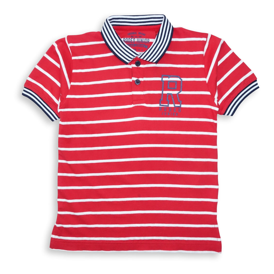 Polo Shirt Anak Laki-laki Red / Merah Stripe Rodeo Junior